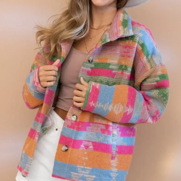 THE TOPSANNAH LADIES AZTEC PRINT JACKET - Picture 3 of 13